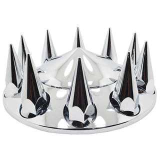 Chrome 10 Lug Hub Caps 10x285.75 MM Bolt Pattern 22x1.5 Thread Pitch. Made Out of ABS Plastic. Sold as A Set (1 Hub Cap + 10 Spike Caps) Available In Black & Chrome. A Must if Installing New Wheels