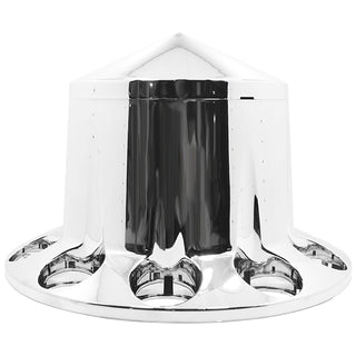 Black & Chrome Finish 10 Lug Hub Caps 10x285.75 MM Bolt Pattern 22x1.5 Thread Pitch. Made Out of ABS Plastic. Sold as A Set (1 Hub Cap + 10 Spike Caps) Available In Black & Chrome. A Must if Installing New Wheels