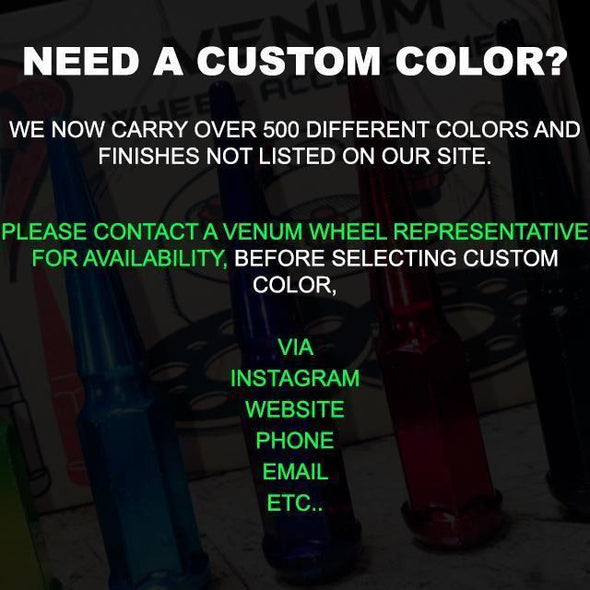 1 Pc 9/16-18 Spike Lug Nuts 6" Tall - Powder Coated - Various Colors