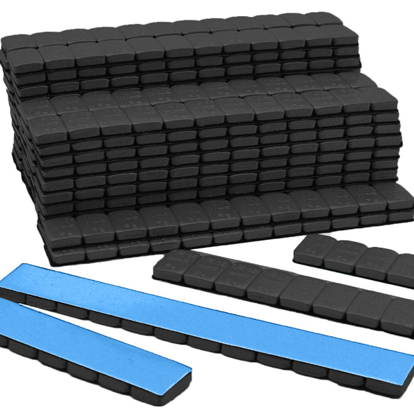 Wheel Weights 1/4 oz 1/2 oz in Black , Gray & Zinc Easy Tear Style