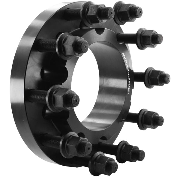 1 pc front 10x7.25 to 10x285 10 lug wheel spacers adapters for f-450 e53 5/8 studs billet aluminum black made in usa