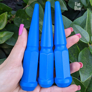 1 pc 1/2-20 flat blue spike lug nuts 4.5" tall powder coated durable coating