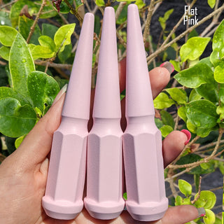 1 pc 1/2-20 flat pink spike lug nuts 4.5" tall powder coated durable coating