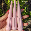 16 pc 12x1.25 flat pink spike spline lug nuts 4.5" tall powder coated durable coating