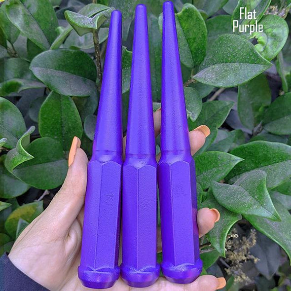 24 Pc 14x1.5 Spike Lug Nuts 6" Tall - Powder Coated - Various Colors
