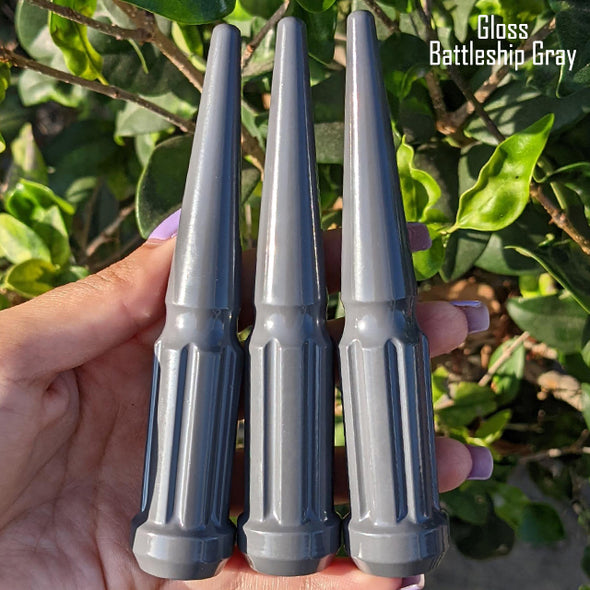24 Pc 14x2 7-Spline Spike Lug Nuts 4.5" Tall - Powder Coated + Key Socket