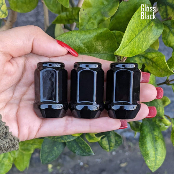 24 Pc 12x1.5 Short Acorn Closed End Lug Nuts 1.36" Tall - Powder Coated