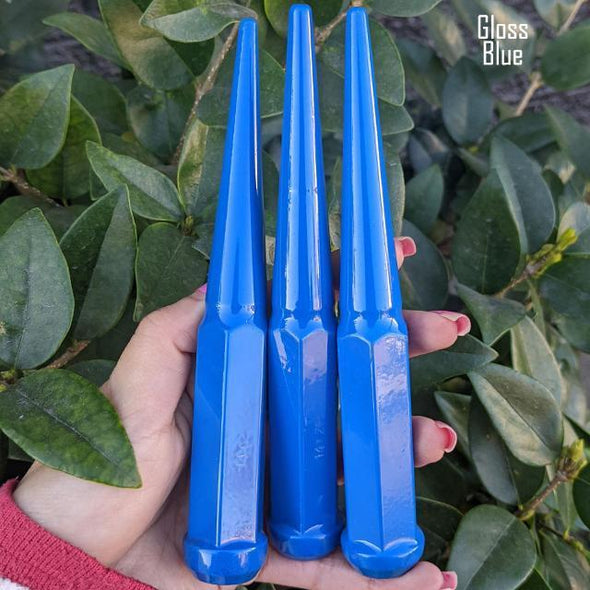32 Pc 1/2-20 Spike Lug Nuts 6" Tall - Powder Coated - Various Colors