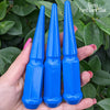 32 pc 1/2-20 gloss ford dark blue spike lug nuts 4.5" tall powder coated durable coating