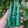 32 pc 14x2 gloss forest green spike lug nuts 4.5" tall powder coated durable coating