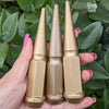 32 pc 1/2-20 gloss gold spike lug nuts 4.5" tall powder coated durable coating