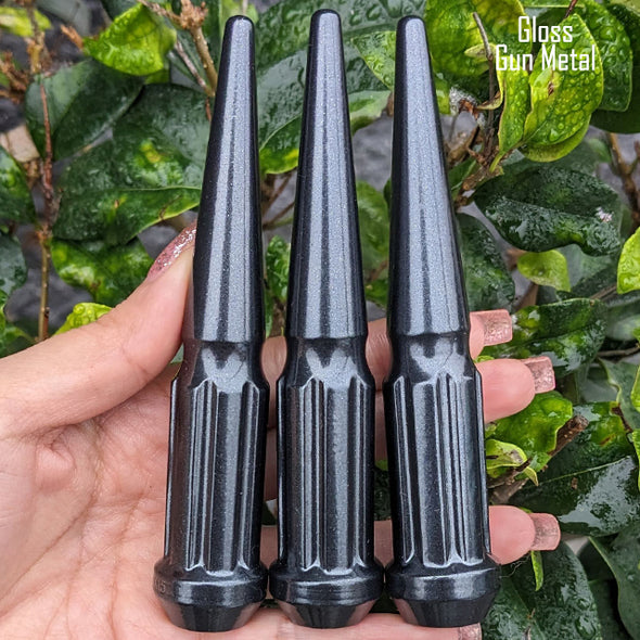 1 Pc 14x2 7-Spline Spike Lug Nuts 4.5" Tall - Powder Coated