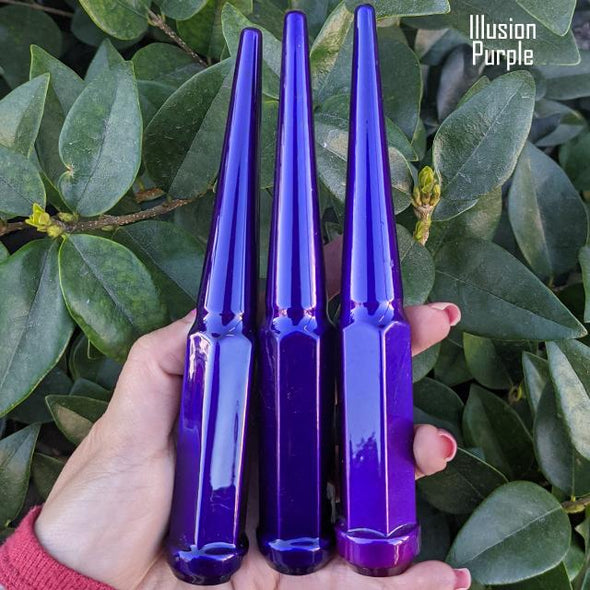 20 Pc 14x1.5 Spike Lug Nuts 6" Tall - Powder Coated - Various Colors