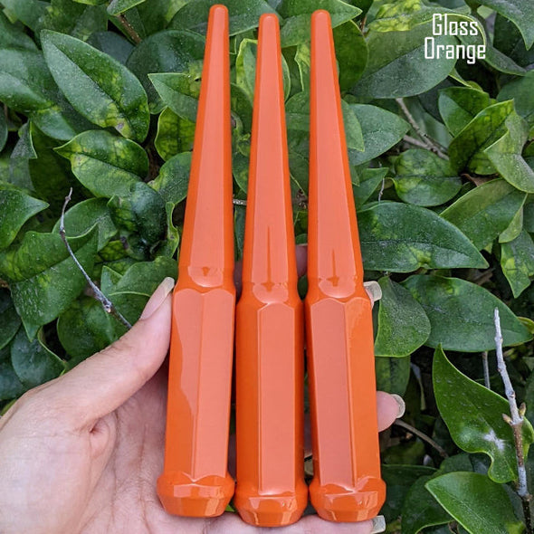24 Pc 14x1.5 Spike Lug Nuts 6" Tall - Powder Coated - Various Colors