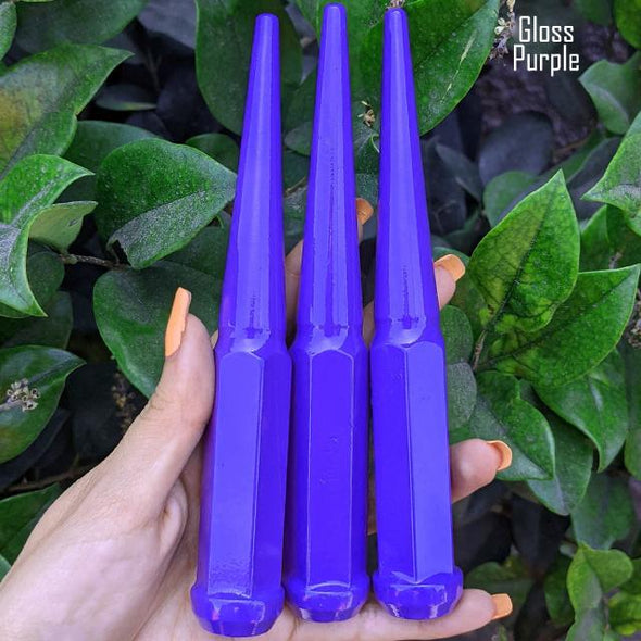 20 Pc 12x1.25 Spike Lug Nuts 6" Tall - Powder Coated - Various Colors