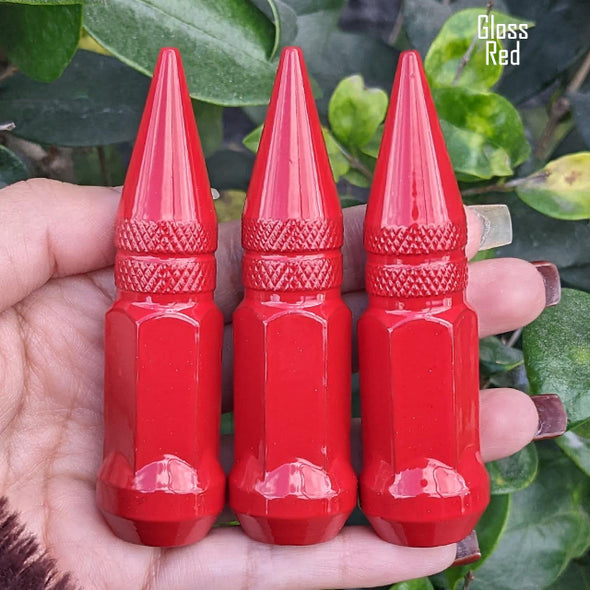 20 Pc 12x1.5 Short Spike Lug Nuts 3" Tall - Powder Coated - Various Colors