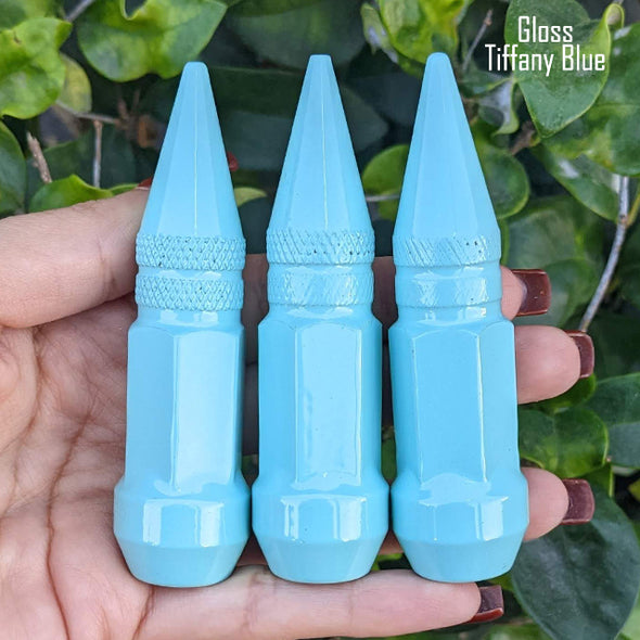 24 Pc 14x1.5 Short Spike Lug Nuts 3" Tall - Powder Coated - Various Colors
