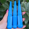 32 pc 9/16-18 flat gloss voodoo blue lug nuts 4.5" tall powder coated durable coating