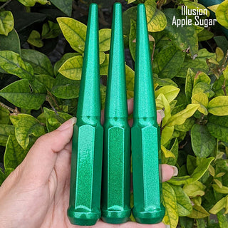 20 pc 12x1.5 illusion apple sugar spike lug nuts 6 inch xl tall powder coated durable coating prismatic powder coating