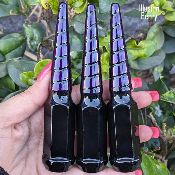 1 Pc 9/16-18 Black Widow Spike Lug Nuts 4.5" Tall - Powder Coated