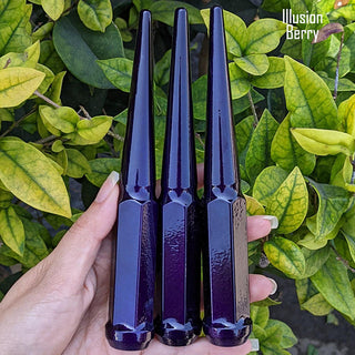 1 pc 12x1.25 illusion berry spike lug nuts 6 inch xl tall powder coated durable coating prismatic powder coating