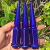 24 pc 14x2 illusion blue spike lug nuts 4.5" tall powder coated durable coating prismatic powder coating