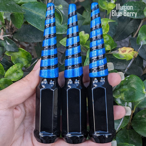 1 Pc 1/2-20 Black Widow Spike Lug Nuts 4.5" Tall - Powder Coated