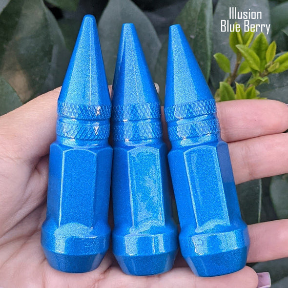 24 Pc 14x1.5 Short Spike Lug Nuts 3" Tall - Powder Coated - Various Colors
