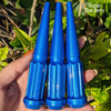 24 pc 14x2 illusion blue berry spike spline lug nuts 4.5" tall powder coated durable coating prismatic powder coating