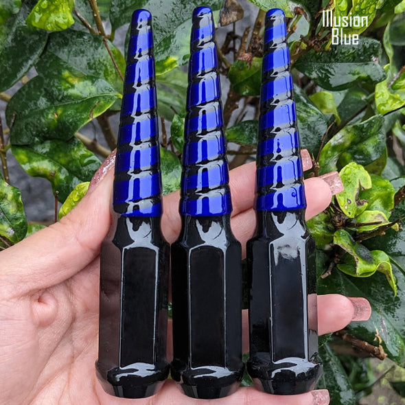 20 Pc 14x2 Black Widow Spike Lug Nuts 4.5" Tall - Powder Coated + Key Socket