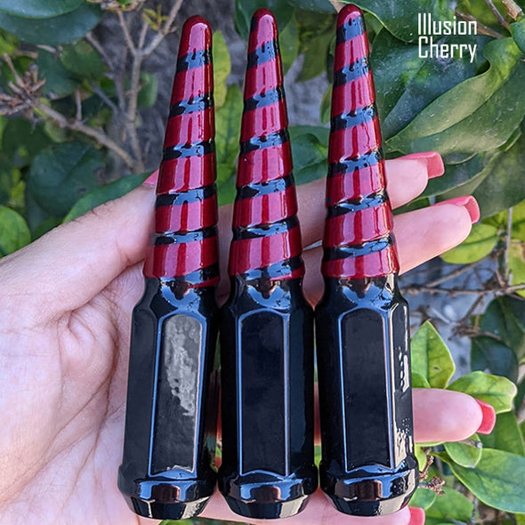 1 Pc 1/2-20 Black Widow Spike Lug Nuts 4.5" Tall - Powder Coated