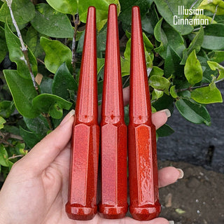 1 pc 12x1.25 illusion cinnamon spike lug nuts 6 inch xl tall powder coated durable coating prismatic powder coating