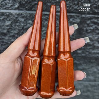 1 pc 1/2-20 illusion copper spike lug nuts 4.5" tall powder coated durable coating prismatic powder coating