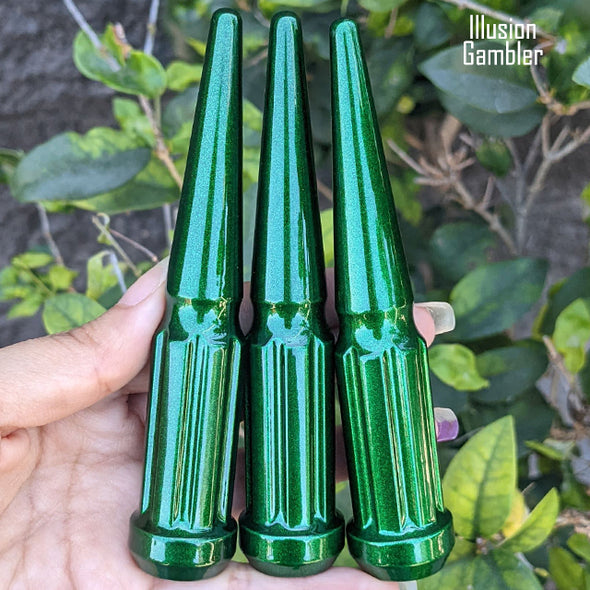 20 Pc 1/2-20 7-Spline Spike Lug Nuts 4.5" Tall - Powder Coated + Key Socket