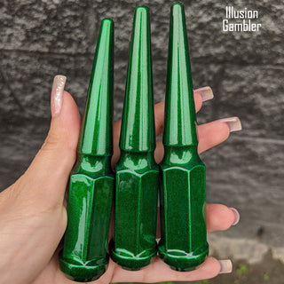 1 pc 1/2-20 illusion gambler spike lug nuts 4.5" tall powder coated durable coating prismatic powder coating
