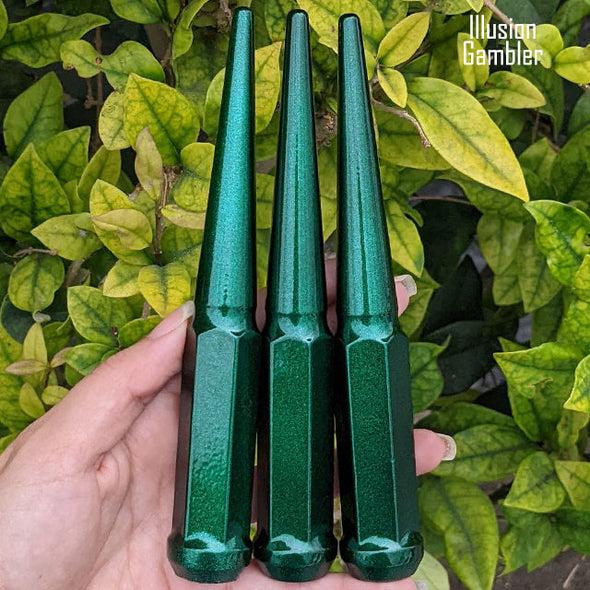 1 pc 12x1.25 illusion gambler spike lug nuts 6 inch xl tall powder coated durable coating prismatic powder coating