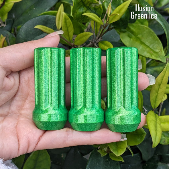 20 Pc 12x1.5 7-Spline Lug Nuts 2" Tall - Powder Coated + 2 Key Sockets