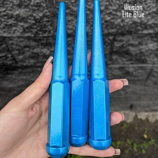 20 pc 12x1.5 illusion malbec spike lug nuts 6 inch xl tall powder coated durable coating prismatic powder coating