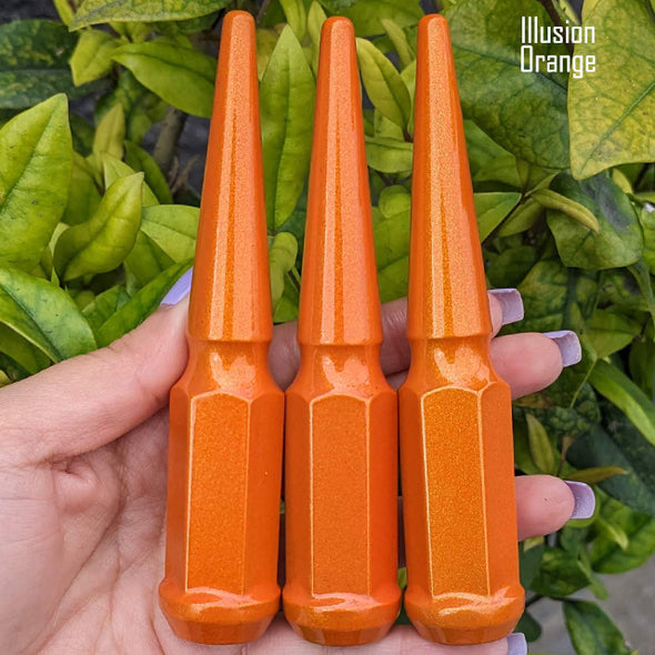 20 Pc 14x1.5 Spike Lug Nuts 4.5" Tall - Powder Coated - Various Colors