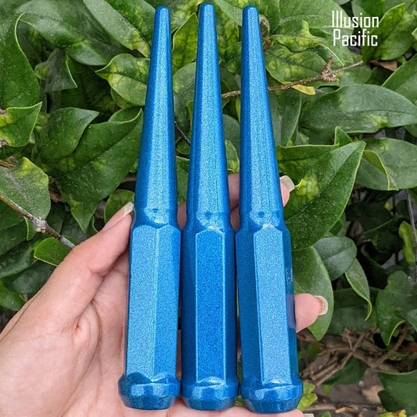 16 Pc 12x1.5 Spike Lug Nuts 6" Tall - Powder Coated - Various Colors