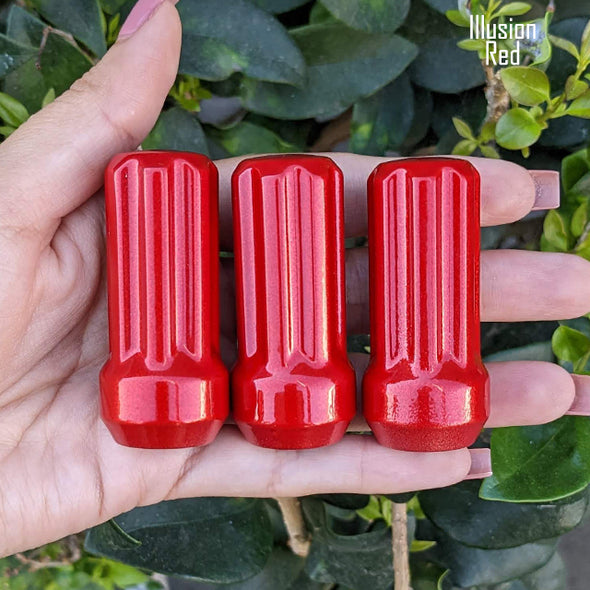 16 Pc 12x1.25 7-Spline Lug Nuts 2" Tall - Powder Coated + 2 Key Sockets