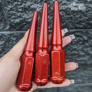 1 pc 1/2-20 illusion root beer spike lug nuts 4.5" tall powder coated durable coating prismatic powder coating