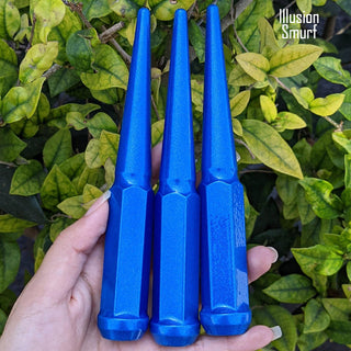 1 pc 12x1.25 illusion sour apple spike lug nuts 6 inch xl tall powder coated durable coating prismatic powder coating
