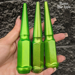 1 pc 9/16-18 illusion smurf spike lug nuts 4.5" tall powder coated durable coating prismatic powder coating