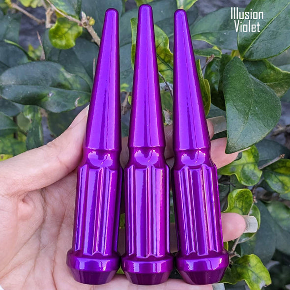 32 Pc 14x1.5 7-Spline Spike Lug Nuts 4.5" Tall - Powder Coated + Key Socket