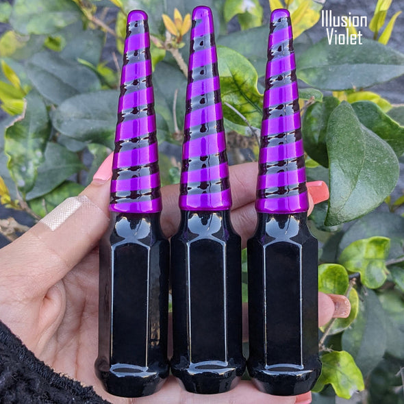 1 Pc 1/2-20 Black Widow Spike Lug Nuts 4.5" Tall - Powder Coated