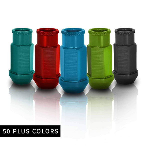 14x1.5 Open End Racing Lug Nuts Steel Aftermarket Conical Seat Durable Custom Color Powder Coating