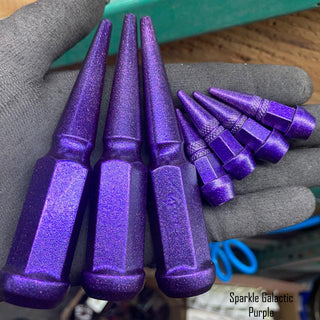 1 pc 1/2-20 sparkle purple spike lug nuts 4.5" tall powder coated durable coating prismatic chameleon sparkle powder coating