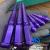 1 pc 9/16-18 sparkle purple spike lug nuts 4.5" tall powder coated durable coating prismatic chameleon sparkle powder coating