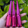 24 pc 1/2-20 sparkle red spike lug nuts 4.5" tall powder coated durable coating